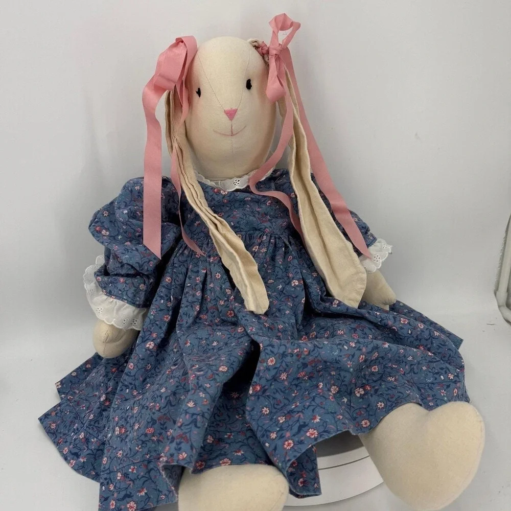 Vintage Handmade Large Bunny in Sweet Dress